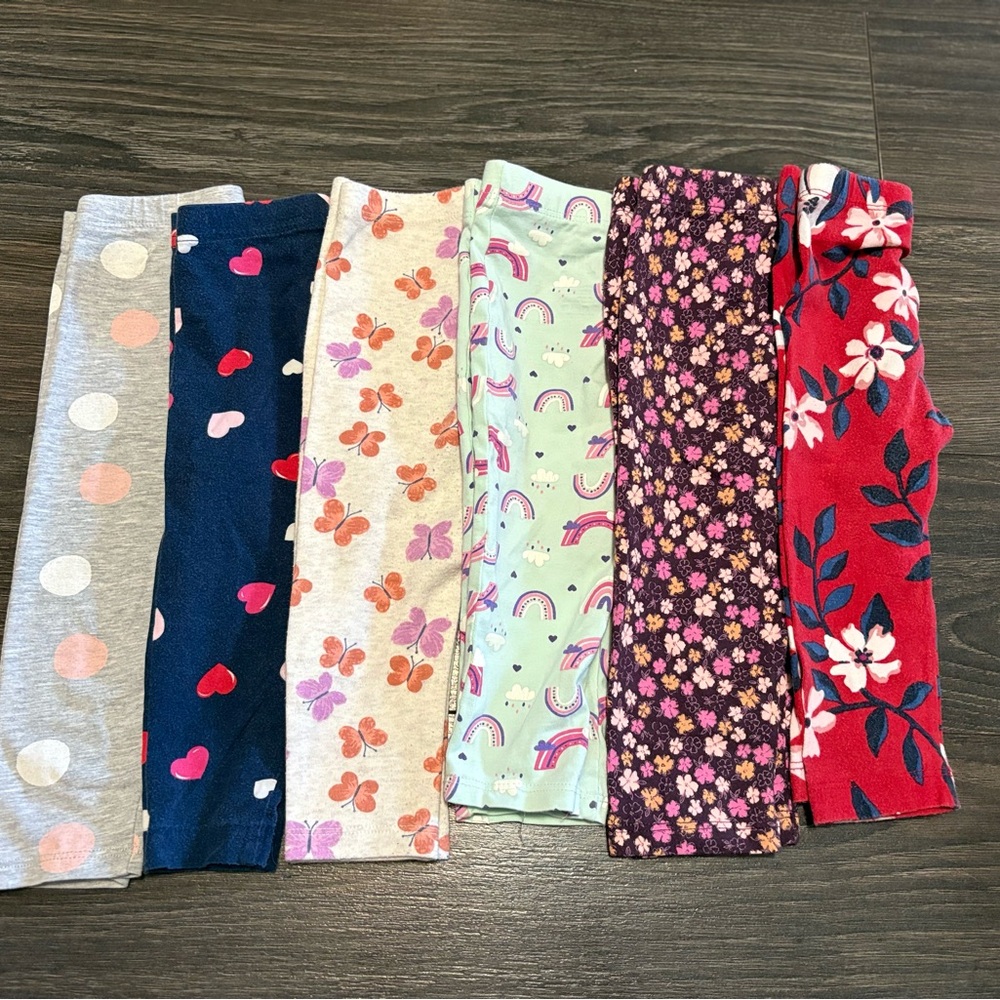 Girls Patterned Leggings Bundle - Hearts, Butterflies, Rainbows, Floral